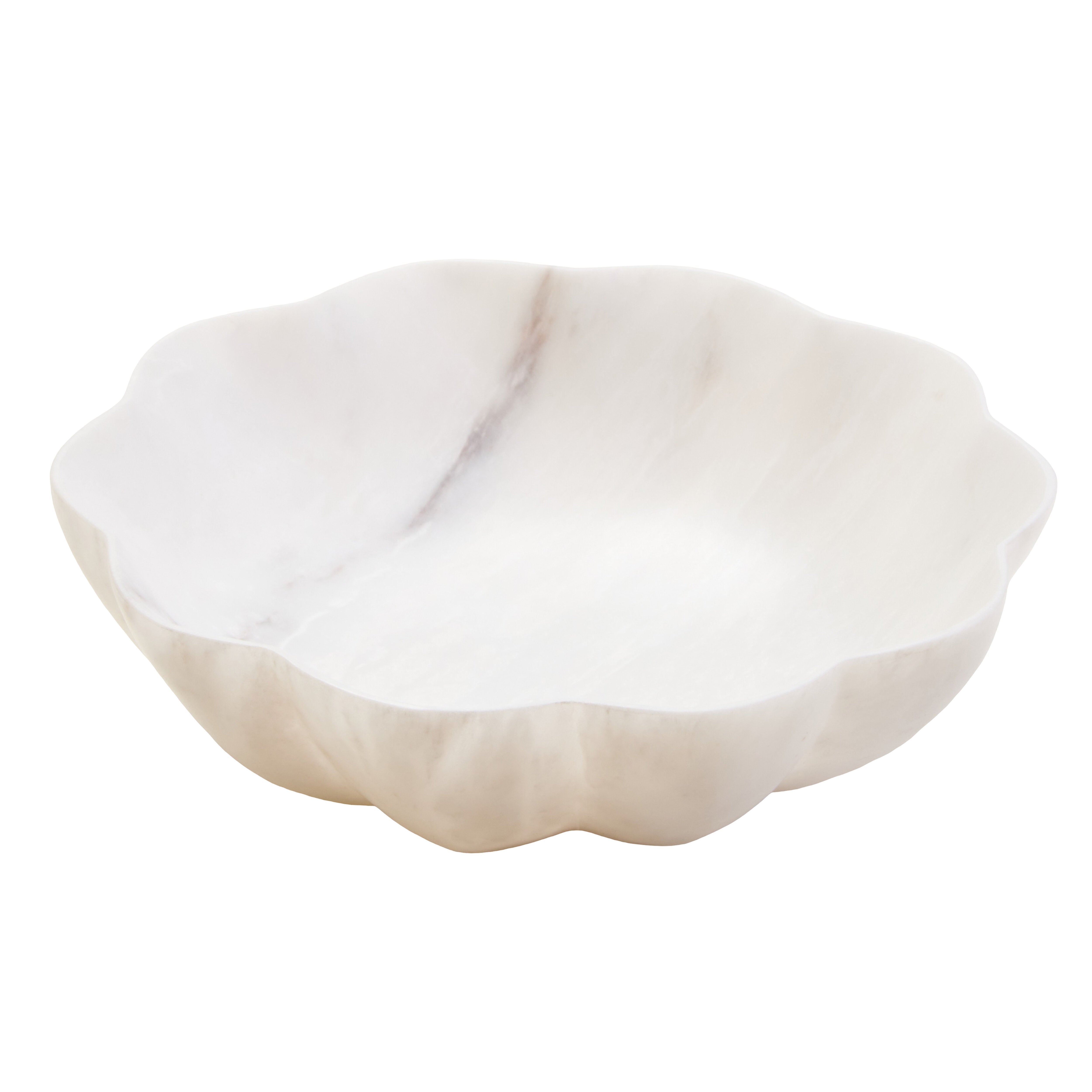 Visso White Marble Scalloped Bowl | Medium